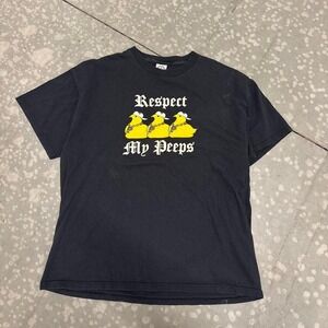 Vintage Respect My Peeps Graphic T Shirt Black Delta Pro Weight Size XL Easter